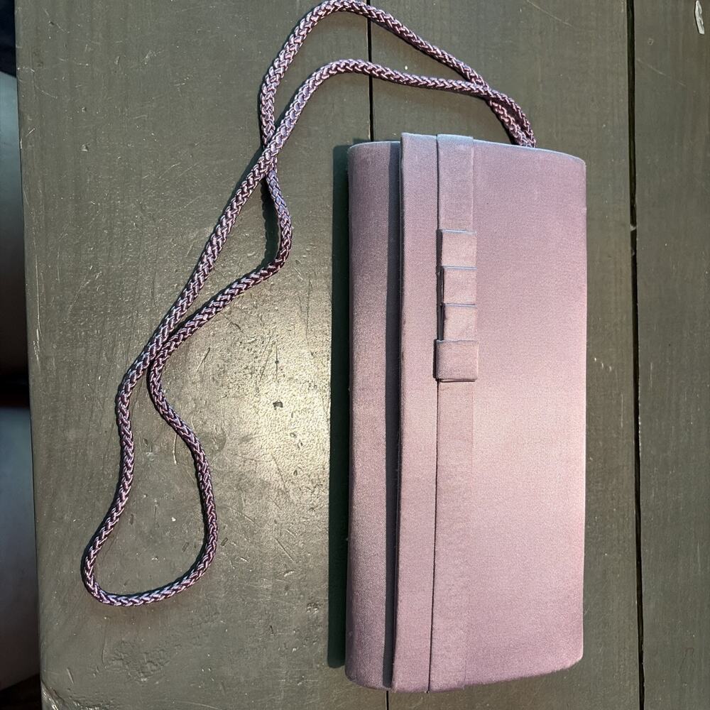 Vintage Valerie Stevens Purple Satin Clutch/Crossbody Bag Convertible Lilac